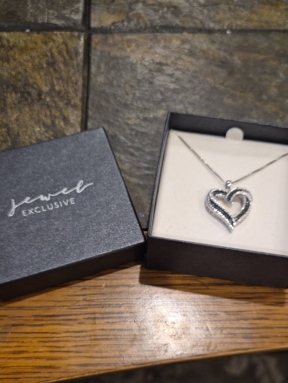 Double Heart Pendant Necklace in Silver
